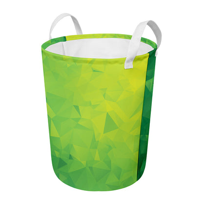 Lime Green Polygonal Geometric Print Round Laundry Basket