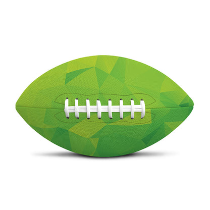 Lime Green Polygonal Geometric Print Rugby Ball