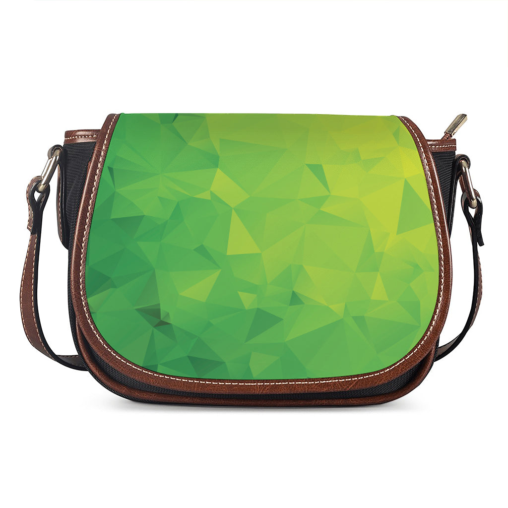 Lime Green Polygonal Geometric Print Saddle Bag