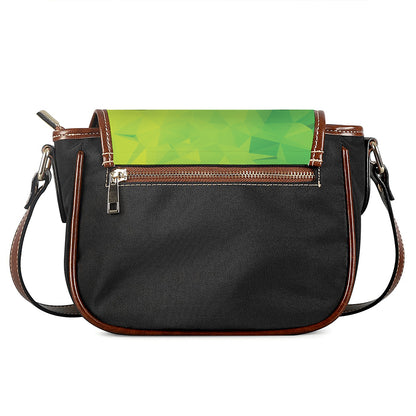 Lime Green Polygonal Geometric Print Saddle Bag