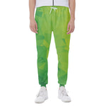 Lime Green Polygonal Geometric Print Scuba Joggers