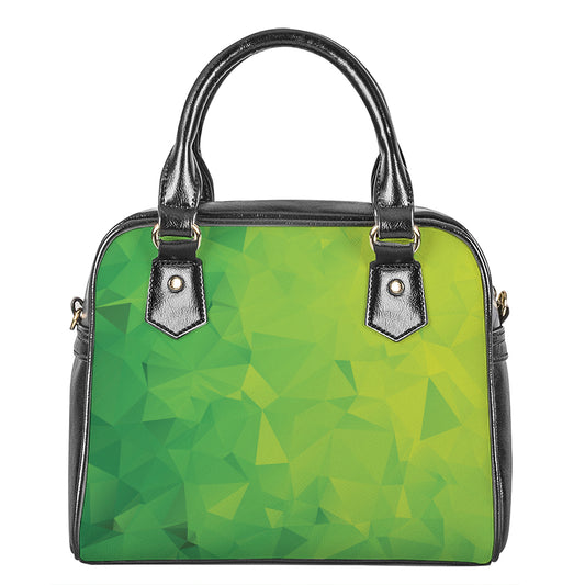 Lime Green Polygonal Geometric Print Shoulder Handbag