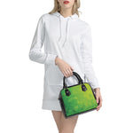 Lime Green Polygonal Geometric Print Shoulder Handbag