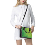 Lime Green Polygonal Geometric Print Shoulder Handbag