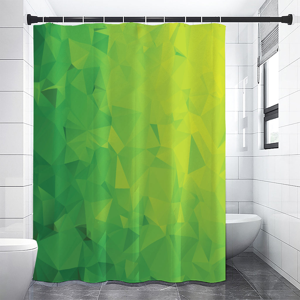 Lime Green Polygonal Geometric Print Shower Curtain