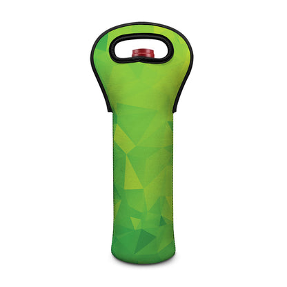 Lime Green Polygonal Geometric Print Single Neoprene Wine Tote