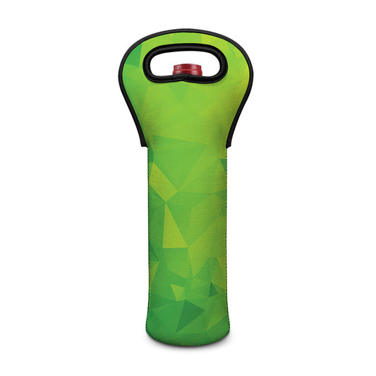 Lime Green Polygonal Geometric Print Single Neoprene Wine Tote