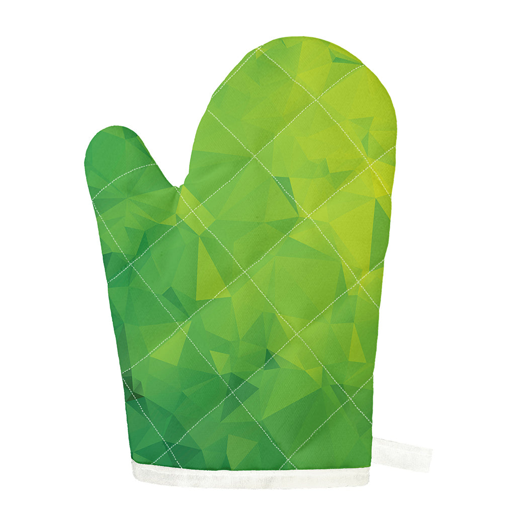 Lime Green Polygonal Geometric Print Single Oven Mitt