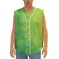 Lime Green Polygonal Geometric Print Sleeveless Baseball Jersey