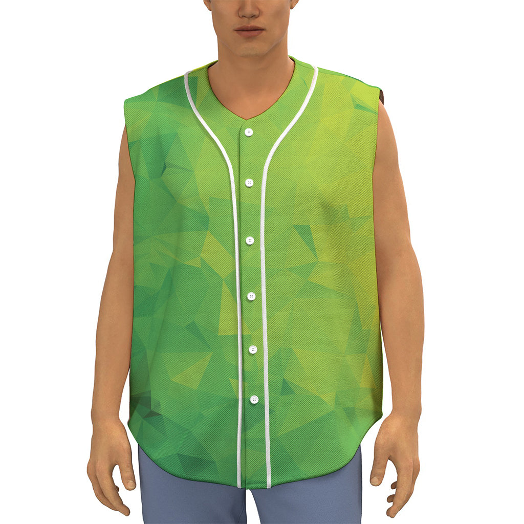 Lime Green Polygonal Geometric Print Sleeveless Baseball Jersey