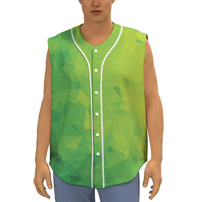 Lime Green Polygonal Geometric Print Sleeveless Baseball Jersey