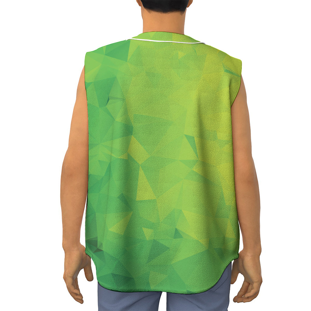 Lime Green Polygonal Geometric Print Sleeveless Baseball Jersey