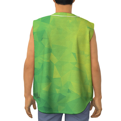 Lime Green Polygonal Geometric Print Sleeveless Baseball Jersey