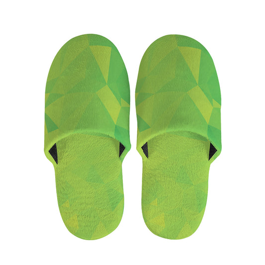Lime Green Polygonal Geometric Print Slippers