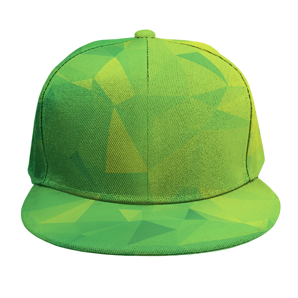 Lime Green Polygonal Geometric Print Snapback Cap