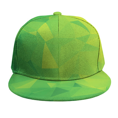 Lime Green Polygonal Geometric Print Snapback Cap