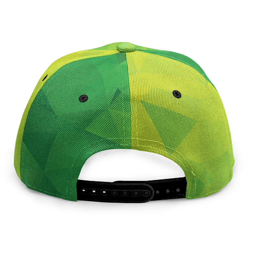Lime Green Polygonal Geometric Print Snapback Cap