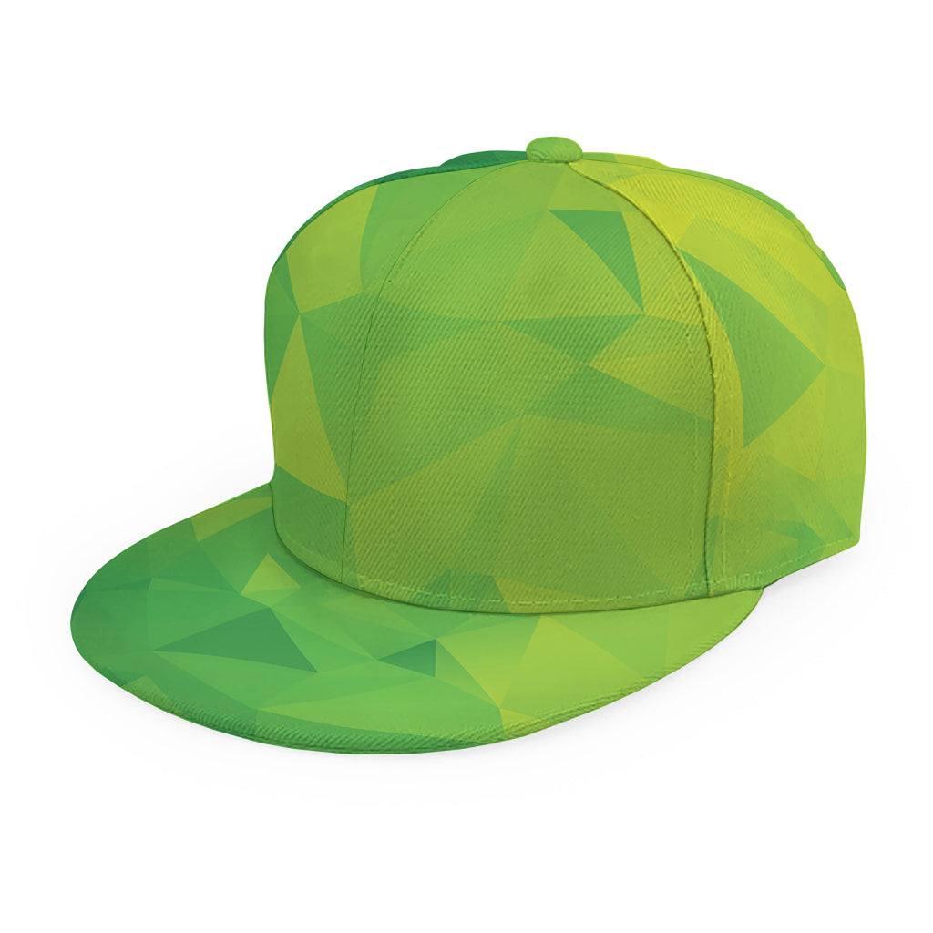 Lime Green Polygonal Geometric Print Snapback Cap