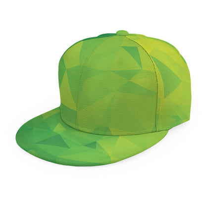 Lime Green Polygonal Geometric Print Snapback Cap