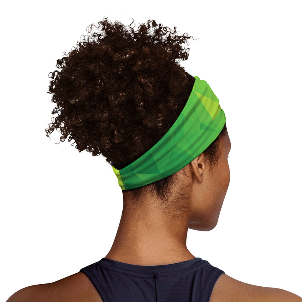 Lime Green Polygonal Geometric Print Sports Headband