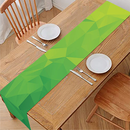 Lime Green Polygonal Geometric Print Table Runner
