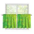 Lime Green Polygonal Geometric Print Tier Curtains