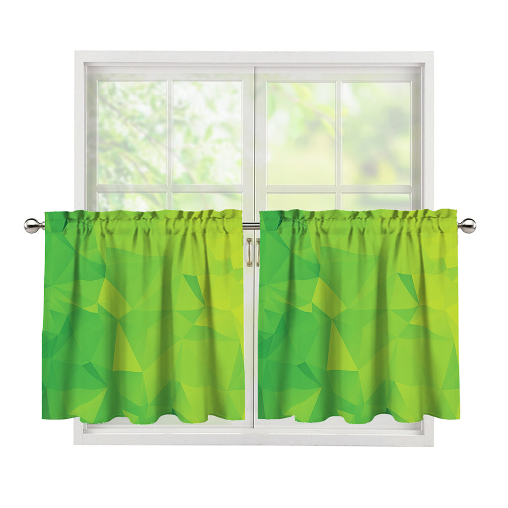 Lime Green Polygonal Geometric Print Tier Curtains