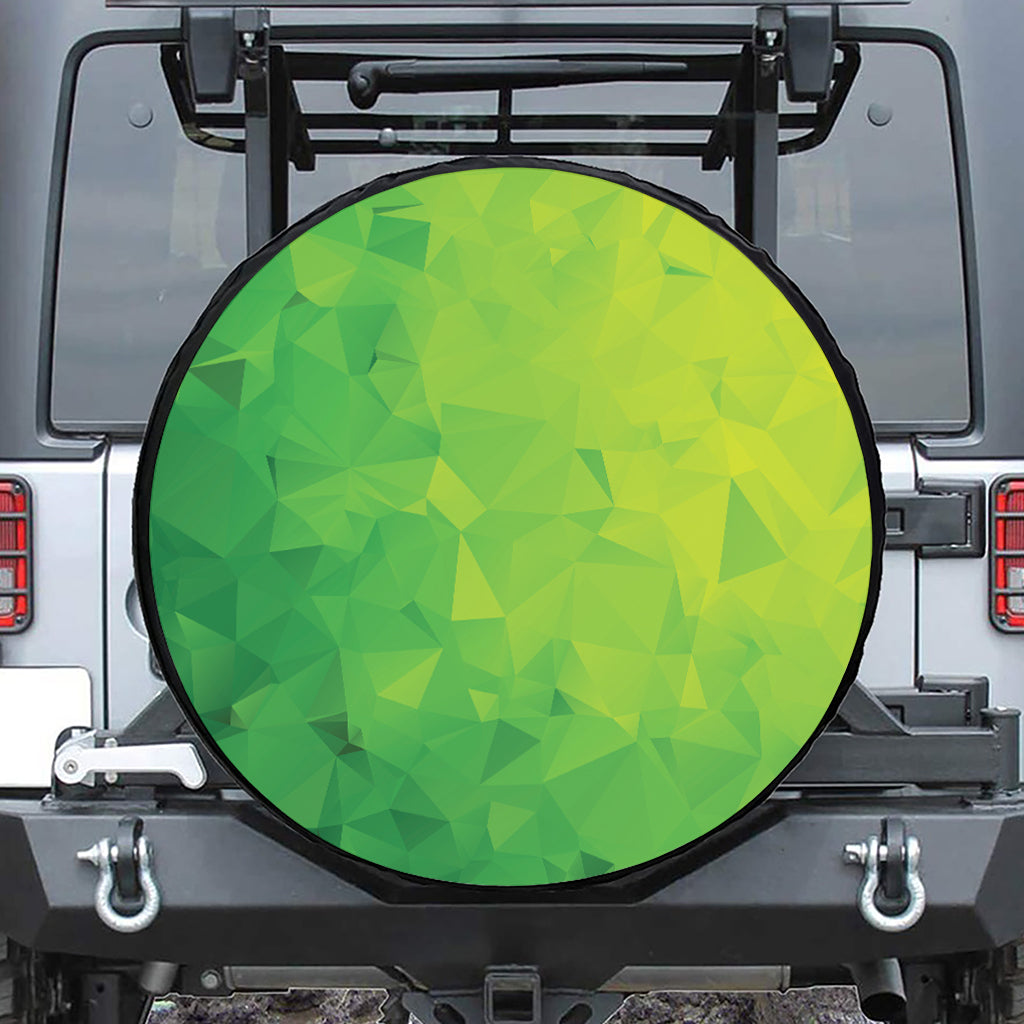 Lime Green Polygonal Geometric Print Tire Cover