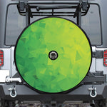 Lime Green Polygonal Geometric Print Tire Cover With Camera Hole