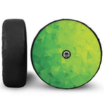 Lime Green Polygonal Geometric Print Tire Cover With Camera Hole