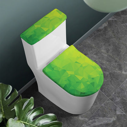 Lime Green Polygonal Geometric Print Toilet Lid And Tank Cover Set