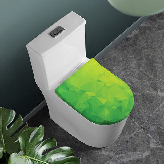 Lime Green Polygonal Geometric Print Toilet Lid Cover