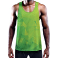 Lime Green Polygonal Geometric Print Men's Workout Tank Top