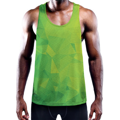 Lime Green Polygonal Geometric Print Training Tank Top