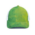 Lime Green Polygonal Geometric Print White Mesh Trucker Hat