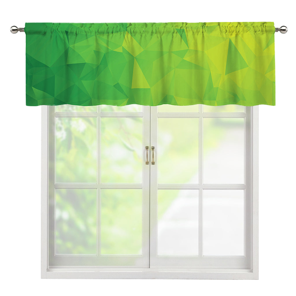 Lime Green Polygonal Geometric Print Window Valance