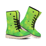 Lime Green Polygonal Geometric Print Winter Boots