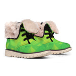 Lime Green Polygonal Geometric Print Winter Boots