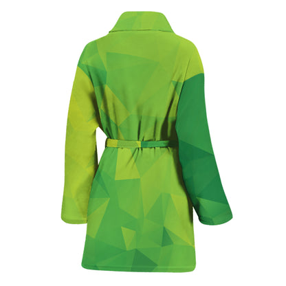 Lime Green Polygonal Geometric Print Women's Bathrobe