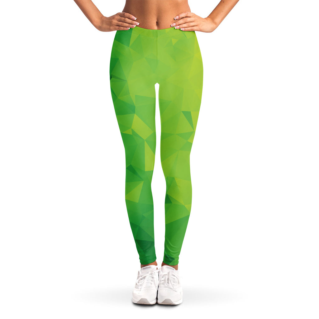 Lime Green Polygonal Geometric Print Women's Leggings