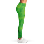 Lime Green Polygonal Geometric Print Women's Leggings