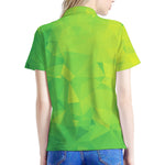 Lime Green Polygonal Geometric Print Women's Polo Shirt