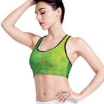 Lime Green Polygonal Geometric Print Women's Sports Bra