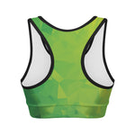 Lime Green Polygonal Geometric Print Women's Sports Bra