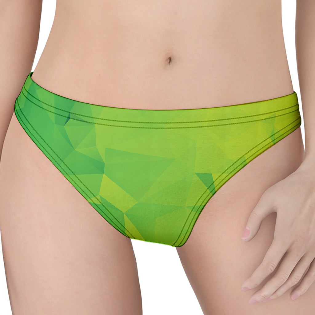 Lime Green Polygonal Geometric Print Women's Thong