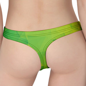 Lime Green Polygonal Geometric Print Women's Thong