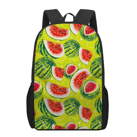 Lime Green Watermelon Pattern Print 17 Inch Backpack