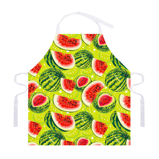 Lime Green Watermelon Pattern Print Adjustable Apron