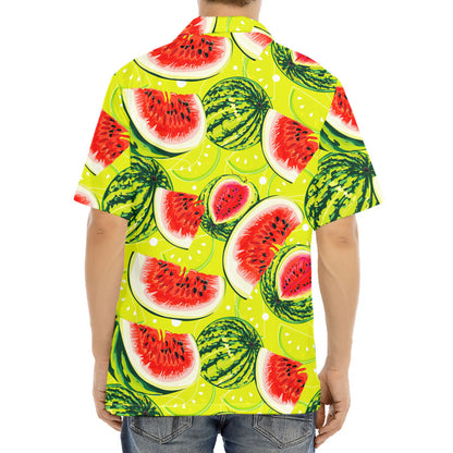 Lime Green Watermelon Pattern Print Aloha Shirt