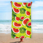 Lime Green Watermelon Pattern Print Beach Towel